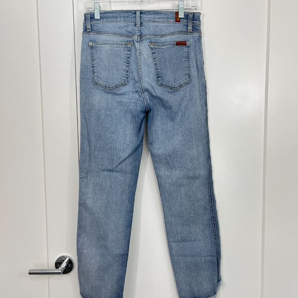 7 For All Mankind Size 28 Blue Distressed Raw Hem Ankle Jeans - Picture 6 of 11